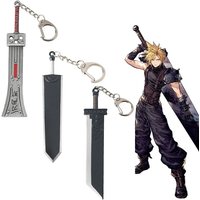 Final Fantasy 7 VII Remake Sword Keychain Cloud Strife Buster Keyring Key Chain Game Accessories Car Key Ring