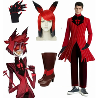 ALASTOR Cosplay Hazbin Anime Cosplay Costume Wig Ears Hotel Shoes Accessories Halloween Party Uniform Men Women Jacket Red Suit