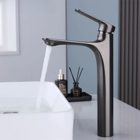 YCRAYS Brass Water Plating Gray Bathroom Sink Faucet Single Handle Brushed Gold Deck Mounted Wash Basin Tap Hot And Cold Mixer