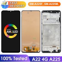 6.4" A22 4G Screen Replacement, for Samsung Galaxy A22 A225 A225F A225F/DS LCD Display Digital Touch Screen with Frame Assembly