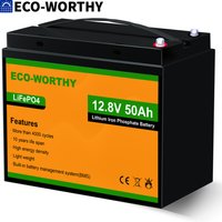 ECO-WORTHY 50AH 12.8V LiFePO4 Battery Lithium Iron Phosphate with Built-in BMS,Perfect for Trolling Motor, Golf Cart