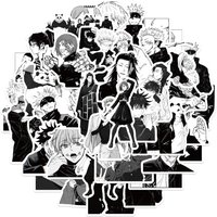 AliExpress NONE 50PCS Black and White Anime Jujutsu Kaisen Season 2 Waterproof Graffiti Stickers for Helmet Bicycle Hand Account Pencil Case