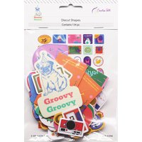 Creative Path 134pcs Groovy Scrapbooking Die Cuts Ephemera Chilling Vibe Paper Diecuts Shapes For Journaling Planner Card Making