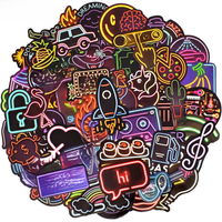 AliExpress SDNT 50 PCS Neon Light Stickers Aesthetic Classic Retro Neon Style Anime Graffiti Cute Stickers Decals DIY Car Laptop Phone Bike