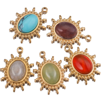 5pcs Lot Stainless Steel with Natural Stone Oval Charms Pendants Gold Plated for Dangle DIY Earring Designer Jewelry Making Bulk