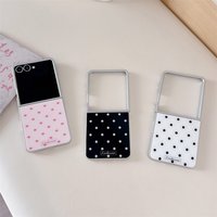 Ins Black White Polka Dot Tempered Glass Phone case for Samsung Galaxy Z Flip6 Flip5 Flip7 6 7FE 5 Cover Cute Shockproof Funda