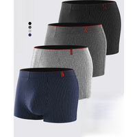 4 Pieces of Men's Boxer Underwear Soft, Breathable and Comfortable Men's Briefs Striped Trendy Personality Casual Loose Boxers