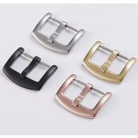 Stainless Steel Watch Buckle Metal Pin Buckle Silver Black Clasp 16mm 18mm 20mm 22mm 24mm Pin Button Buckle Watch Accessories