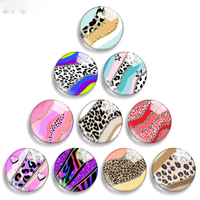 12mm 10mm 20mm 25mm 30mm 40mm 838 Leopard Print Mix Round Glass Cabochon Jewelry Finding 18mm Snap Button Charm Bracelet