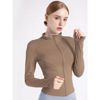 Women's Waist Slimming Training Tops Tight Stand Collar Full Zipper long Sleeves Fitness Running Yoga shirts