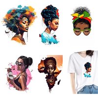 Fashionable Black Girl Heat Transfer Printed Stickers DIY Women's T-shirt Sweatshirt Decoration Heat Transfer Personalized Print