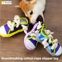 TOWOWO – jouets pour chiens, chaussures pour animaux de compagnie, pantoufles en corde de coton, jouets de fabrication sonore, nettoyage des dents, Airbag BB intégré, cloche à boule ronde, divers