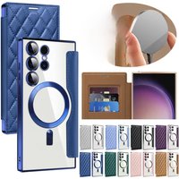 Leather Flip Case for Samsung Galaxy S25 S24 S22 S23 Plus Ultra S25U Card Holder Magnetic Camera Protection Phone Cover