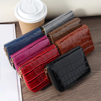 New leather women's card case, short zippered wallet, credit card holder zippered card case, women's short wallet