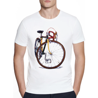 AliExpress NONE Fixed Gear Bicycle Cyclist Painting T-Shirt New Summer Men Short Sleeve Road Bike Sport Lover White Casual