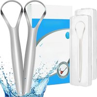 2pcs Tongue Scraper, Stainless Steel Tongue Cleaner Professional Reduce Bad Breath Metal Tongue Scrapers, Improve Oral Hygiene