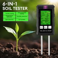 6-in-1 Backlit Digital Soil Tester: Soil Fertility/pH/Temperature (°C/°F)/Moisture/Ambient Light Meter