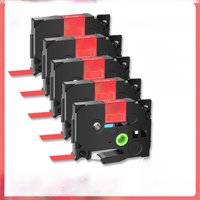 5PK Label Tape Laminated Compatible Brother TZe-415 435 6/9/12/18mm White on Red Cartridge Cassette for P-Touch PT-1000 PT-H101C