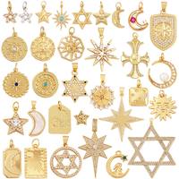 Delicacy Hollow Out Star Moon Sun Charm Pendant,Cubic Zirconia Pave Crystal Necklace Bracelet Jewelry Accessories Supplies L45