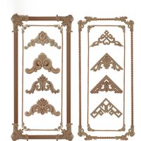 VZLX Carved Unpainted European Exquisite Floral Leaves Rubber Furniture Window Corner Wood Applique Figurines Vintage Home Deco