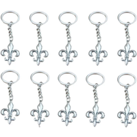 10 Pieces/lot Key Chain Wholesale Alloy Metal Lily Flowers Pendant Charms Fashion Keychain Keyring Jewelry