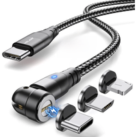 USLION PD 60W 3A Fast Charging Magnetic Cable 540° Rotate Micro USB Type C Cable For iPhone Samsung Xiaomi Huawei Data Wire Cord