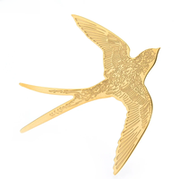 Wuli&baby Stainless Steel Drawing Swallow Brooch Pins Quality Simple Brooches For Women Jewelry Gift