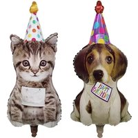 New product birthday hat, cat and dog balloons, pet themed birthday party decoration balloons, cute cat shaped aluminum film bal
