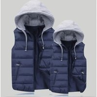 Cotton Padded Vest Autumn Winter Men's Outdoor Warm Hooded Fishing Vests Thick Sleeveless Jackets Casual Outerwear Parka Coats