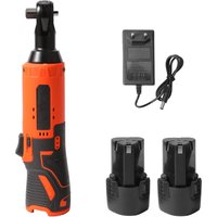 3/8" Cordless Impact Ratchet Wrench, 60N.m High Torque Electric Right Angle Tool with 2x18V Batteries Included