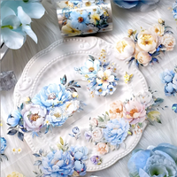 2m/Roll Laser Blue Flower PET Tape Decorative Masking Tape For DIY Scrapbooking Sticker Journal Diary Aesthetic Stationery