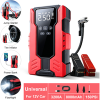 12V Auto-Batterie-Starter, Starthilfe mit Luftkompressor, tragbare Powerbank, Auto-Batterie-Booster, leistungsstarke Luftpumpe, Reifenfüller, 8000mAh, 3200A, Auto-Startgerät mit LED-Taschenlampe