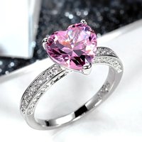 Fashionable and Romantic Pink Zircon Heart-shaped Ring Holder, Anniversary Gift, Wedding Jewelry