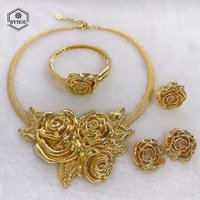 Italian Jewelry Sets For Women Plating Gold Plated Fashion Rosebud Necklace Earrings Luxury Wedding Jewelry Valentine's Day Gift