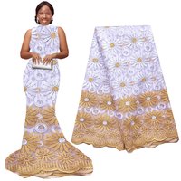 Gold African Lace Fabric 5 Yards Embroidered Nigerian Tulle Lace Wedding Fabric 2027 Luxury Aso Ebi Green French Lace Fabric