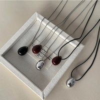 Minimalist Metal Geometric Water Drop Pendant Necklace for Women Girls Long Sweater Chain Trendy Accessories