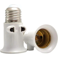 1pcs European EU to E27 LED Bulb Adapter 2EU Plug Converter Base Lamp Holder Screw Light Socket White