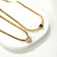 Retro Elegance Gold Plated Stainless Steel Flat Chain Heart Love Pendant Necklace for Women Waterproof Jewelry Gift