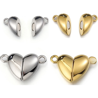 5-2Sets Stainless Steel Magnetic Love Heart Clasps Magnet End Connectors For Jewelry Making DIY Bracelet Necklace Accessories
