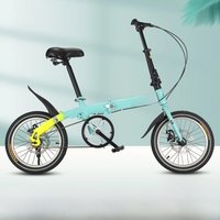 AliExpress OLOME Chase 14/16 Inch Green Folding Bike Variable Speed Bike Disc Brake Student Bike Adult Commuting Folding Bike 2025 New Style