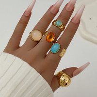5Pcs/Set Retro Gold Color Irregular Metal Ring for Women Bohemian Open Adjustable Wide Ring Aesthetic Y2K Jewelry Gift