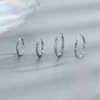 925 Sterling Silver Rhombic Section Glitter Circles Hoop Earrings for Women S925 Wedding Party Jewelry Gift Aretes De Mujer