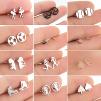 AliExpress SMJEL Fashion Baseball Studs Earrings Women Stainless Steel Running Ball Yoga Bicycle Hockey Sports Earrings Ballet Spades Jewelry