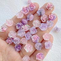 50pcs PVC Soft Glue Colorful Shiny Roses Nail Art Flatback Rhinestone Scrapbook DIY Wedding Decor Jewelry Crafts Accessories