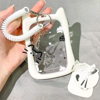 Kawaii Cat Photocard Holder Transparent Acrylic Kpop Idol Card Holder Creative Bag Pendant Portable Campus ID Card Protector