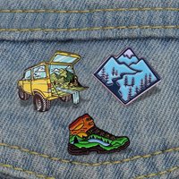 Hiking Boots Outdoor Forest Adventure Enamel Pin Wild Camping Hiking Brooches Bag Clothes Lapel Pin Badge Jewelry Gift