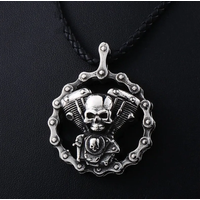 AliExpress NONE Cool Heavy Bicycle Chain Skull Motorcycles Engine Metal Pendant Jewelry Motor Biker Skull Cross Men Pendant