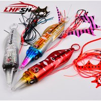 LHFSH 3D Eye Squid Shaped Metal Jigging Tassel Fishing Bait Suitable For Trout Sea Bass Seawater Freshwater Fishing Lure 40-200g