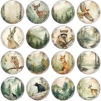 Handmade Secret Forest Animals Photo Glass Cabochon Flatback Demo Flat Back Cameo For Diy Jewelry Making Supplies Accessories