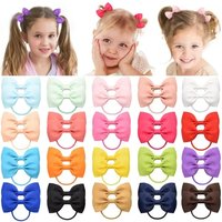 2.75 Inch Small Ribbon Bows With Elastic Hair Bands For Kids Girls Ponytail Solid Color Bowknot Hair Ropes Ties Hair Accessories